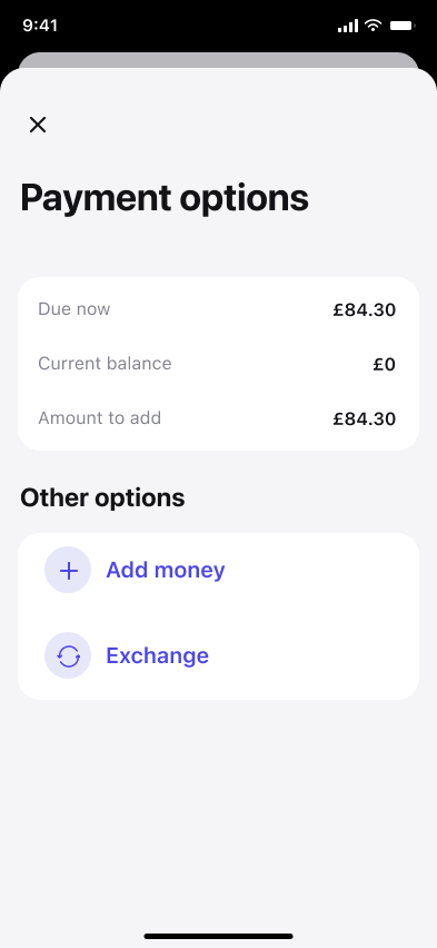 Send money — step 5, Revolut (iOS sample screen)