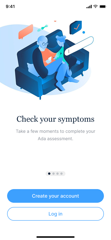 Onboarding - Sign up — step 1, Ada (iOS sample screen)
