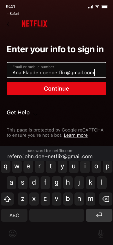 Onboarding and verification (app) — step 3, Netflix (iOS sample screen)