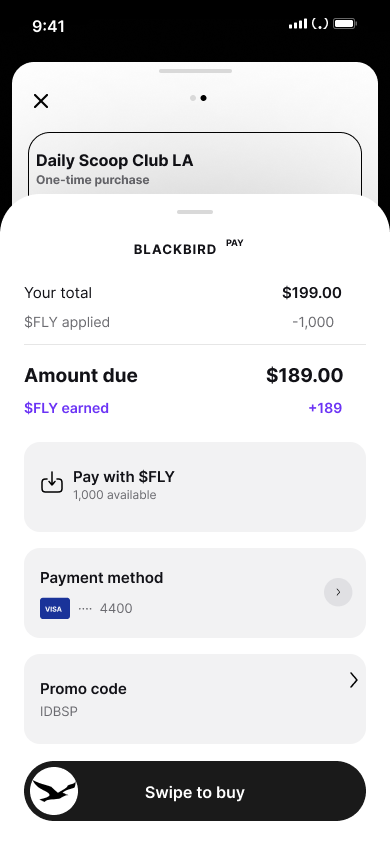 Redeem a promo code — step 4, Blackbird (iOS sample screen)