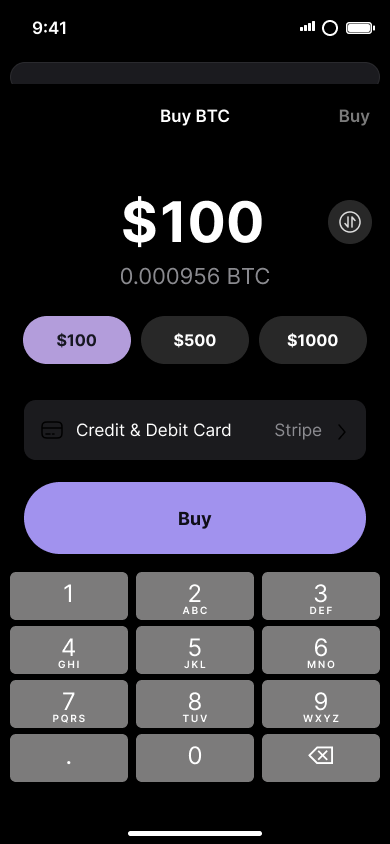 Buy crypto — step 9, Phantom (iOS sample screen)