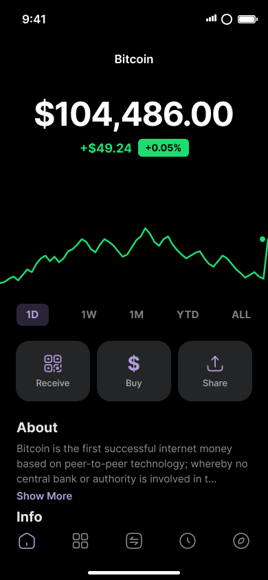 Buy crypto — step 1, Phantom (iOS sample screen)