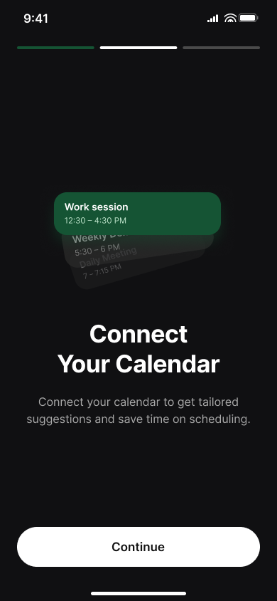 Permissions onboarding — step 4, Exoplan (iOS sample screen)