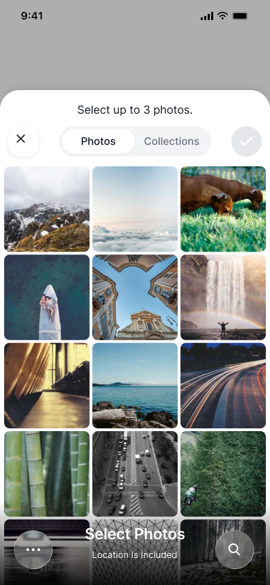 Attach images to a prompt — step 3, Comet (iOS sample screen)