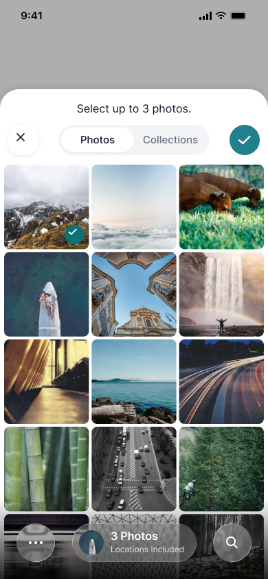 Attach images to a prompt — step 4, Comet (iOS sample screen)