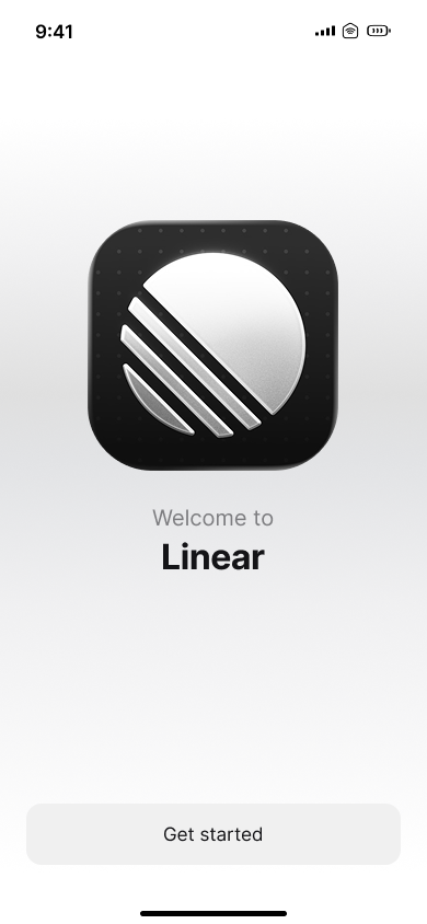 Log in with email code — step 1, Linear (iOS sample screen)