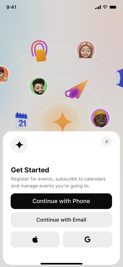 Register for an event — step 2, Luma (iOS sample screen)