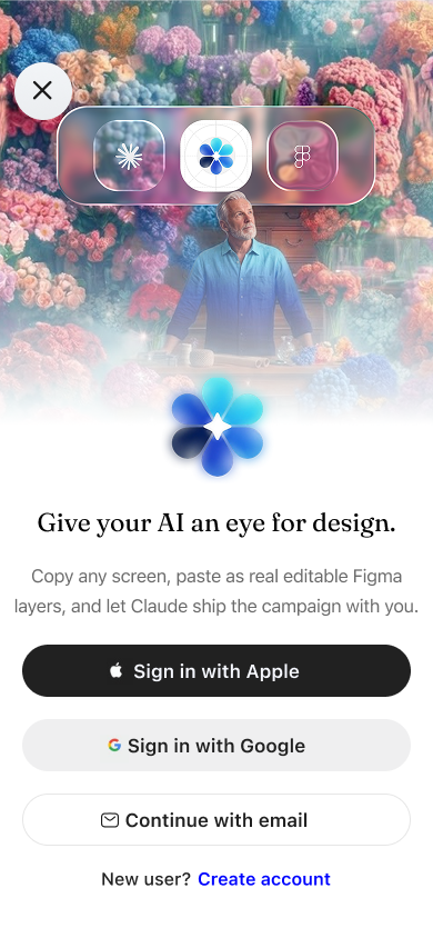 Create an account — step 2, Flaude (iOS sample screen)