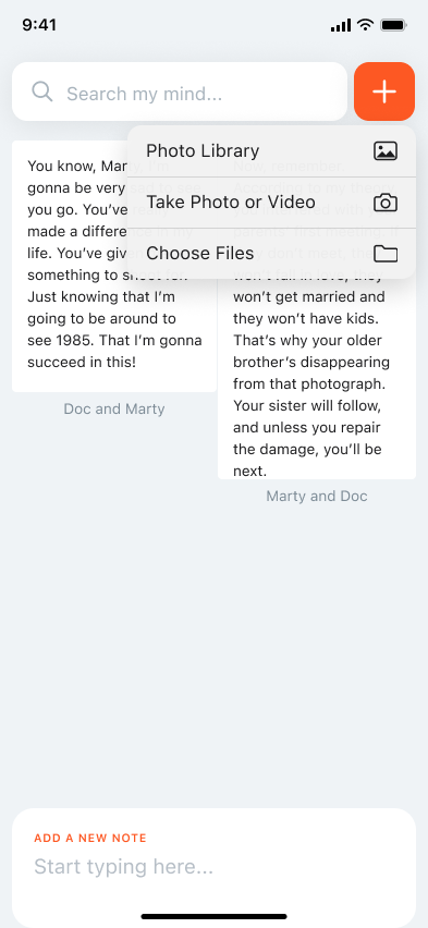 Account settings — step 4, Mymind (iOS sample screen)