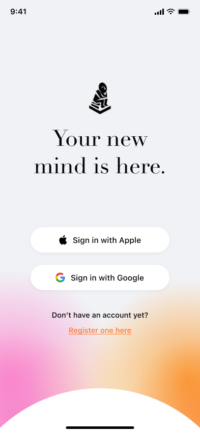 Account settings — step 1, Mymind (iOS sample screen)