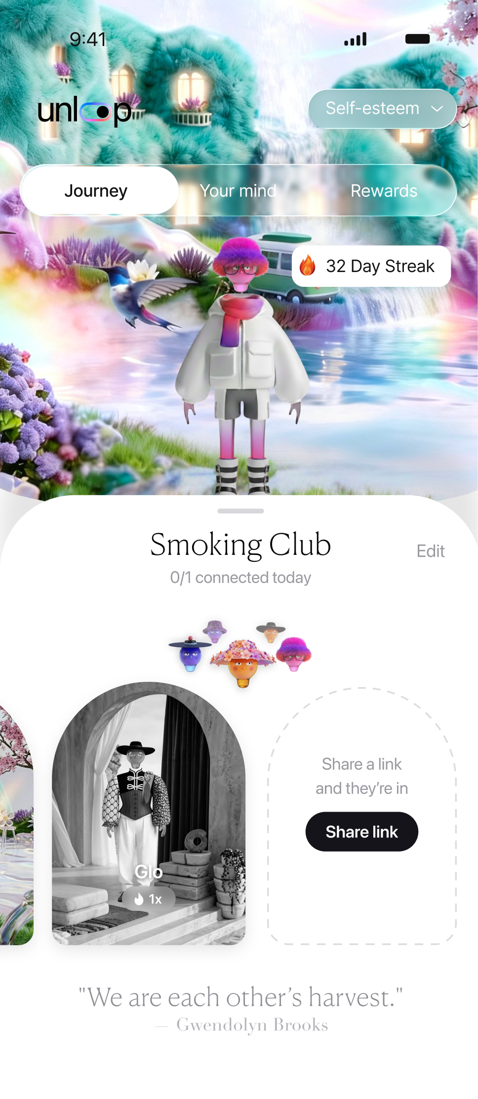 Friend invite flow — step 3, Unloop (iOS sample screen)
