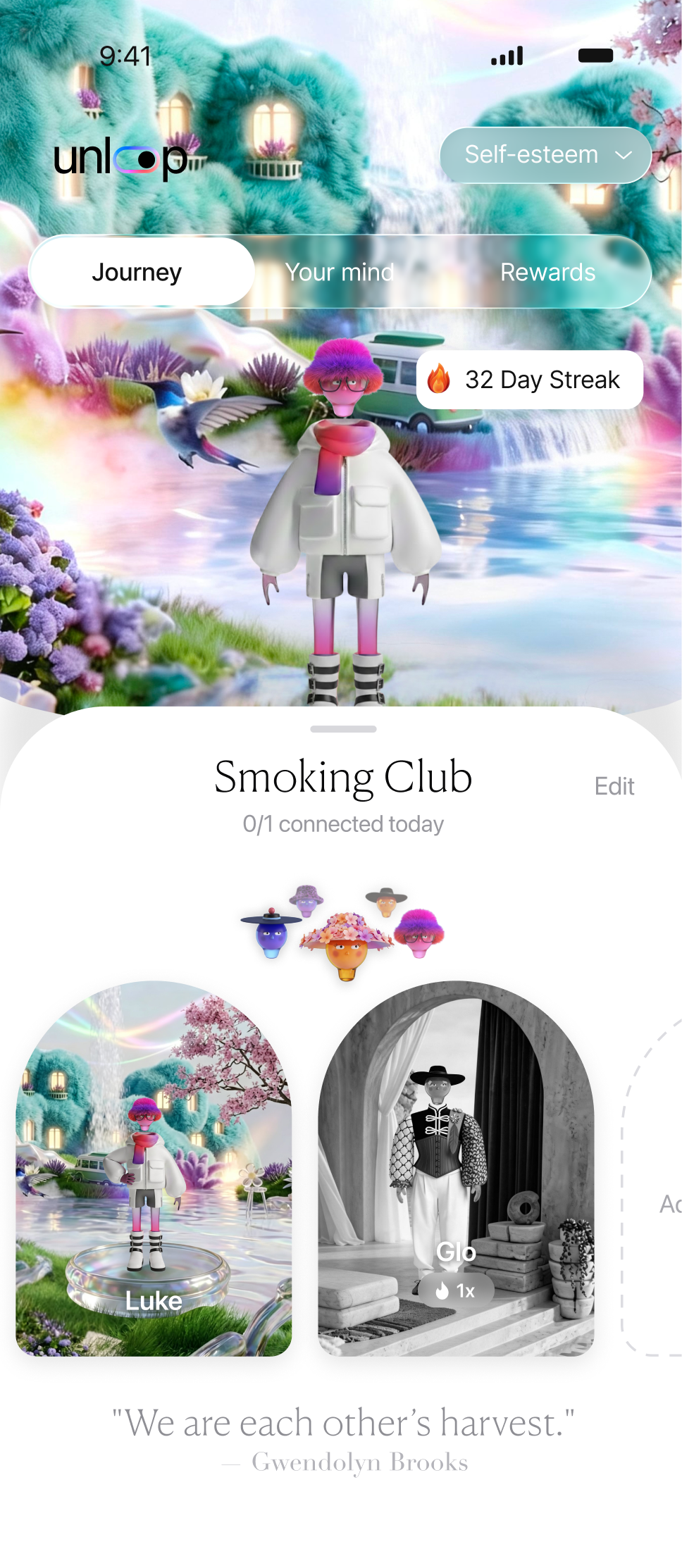 Friend invite flow — step 2, Unloop (iOS sample screen)