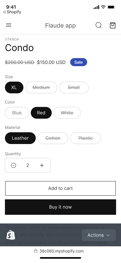 Checkout, Shopify (iOS sample screen)
